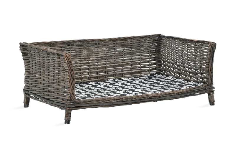 Hundekurv Med Hynde 90 X 54 X 35 Cm Naturligt Piletræ Grå - Grå - Sport & fritid - Til dyrene - Til hund - Hundemøbler - Hundeseng
