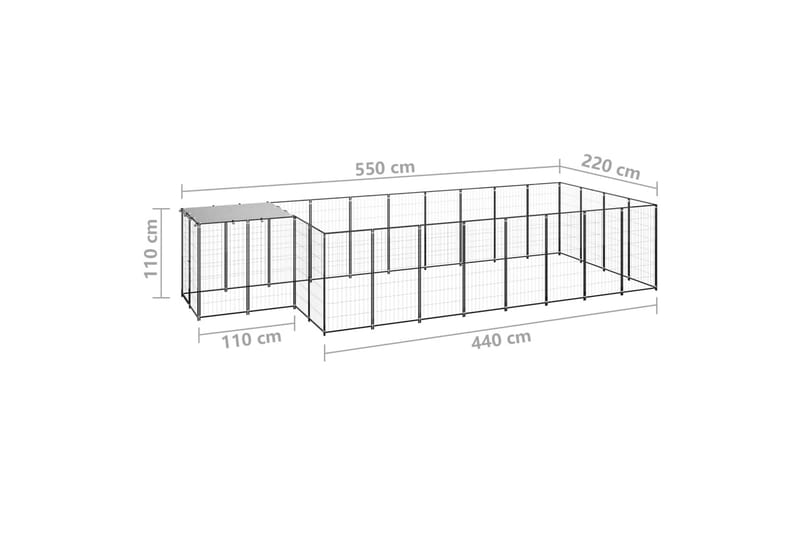 hundeløbegård 10,89 m² stål sort - Sort - Hundemøbler - Hundelåge & hundehegn - Hundehus & hundegård