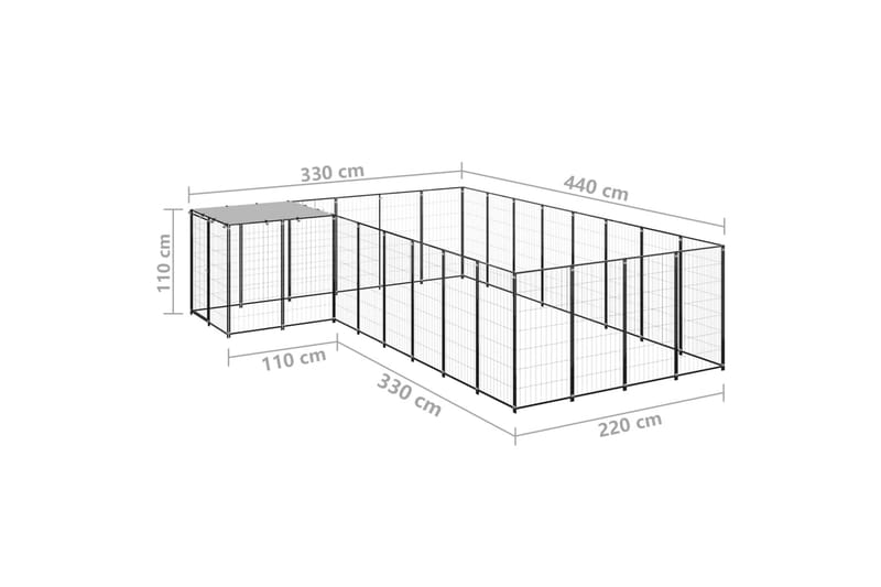 hundeløbegård 10,89 m² stål sort - Sort - Sport & fritid - Til dyrene - Til hund - Hundemøbler