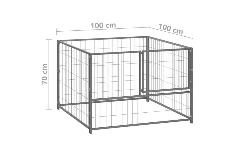 hundeløbegård 100x100x70 cm stål sølvfarvet - Sølv - Sport & fritid - Til dyrene - Til hund - Hundemøbler