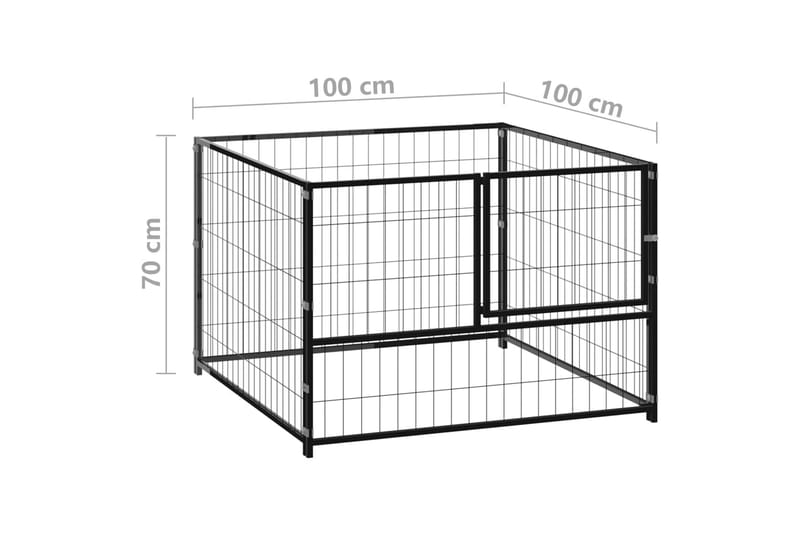 hundeløbegård 100x100x70 cm stål sort - Sort - Sport & fritid - Til dyrene - Til hund - Hundemøbler