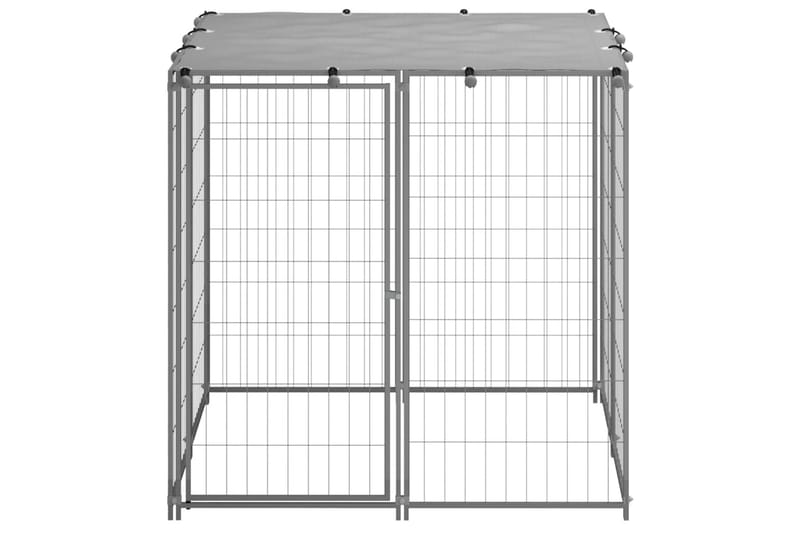 hundeløbegård 110x110x110 cm stål sølvfarvet - Sølv - Sport & fritid - Til dyrene - Til hund - Hundemøbler