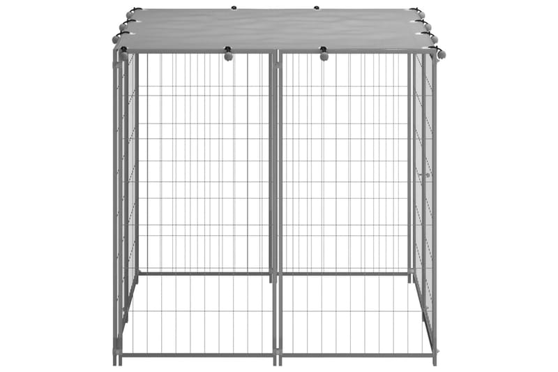 hundeløbegård 110x110x110 cm stål sølvfarvet - Sølv - Sport & fritid - Til dyrene - Til hund - Hundemøbler