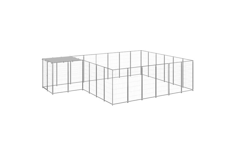 hundeløbegård 12,1 m² stål sølvfarvet - Sølv - Sport & fritid - Til dyrene - Til hund - Hundemøbler