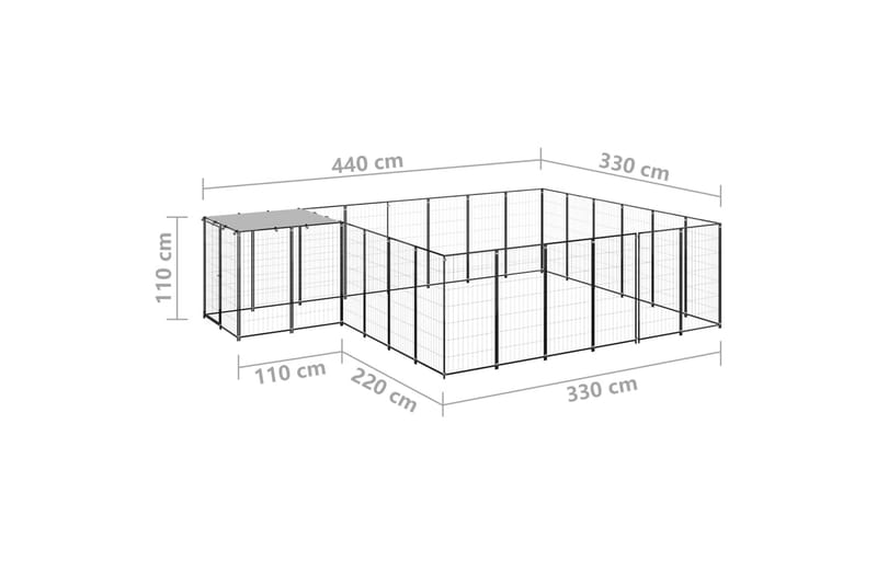 hundeløbegård 12,1 m² stål sort - Sort - Sport & fritid - Til dyrene - Til hund - Hundemøbler