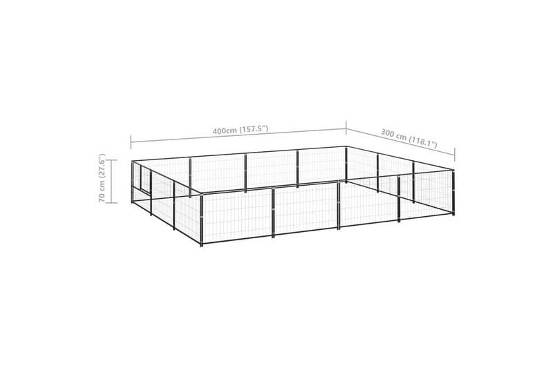 hundeløbegård 12 m² stål sort - Sort - Sport & fritid - Til dyrene - Til hund - Hundemøbler