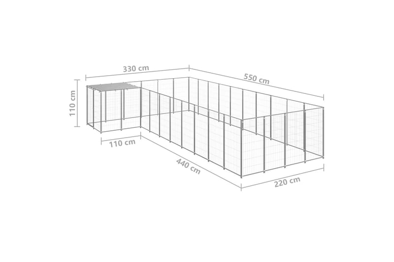 hundeløbegård 13,31 m² stål sølvfarvet - Sølv - Hundemøbler - Hundelåge & hundehegn - Hundehus & hundegård