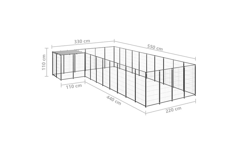 hundeløbegård 13,31 m² stål sort - Sort - Sport & fritid - Til dyrene - Til hund - Hundemøbler