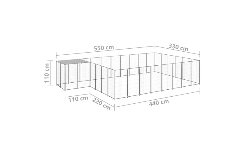 hundeløbegård 15,73 m² stål sølvfarvet - Sølv - Sport & fritid - Til dyrene - Til hund - Hundemøbler