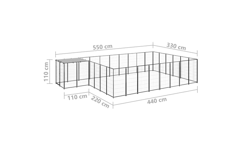 hundeløbegård 15,73 m² stål sort - Sort - Hundemøbler - Hundelåge & hundehegn - Hundehus & hundegård