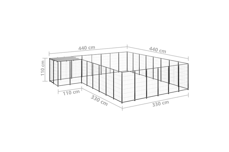 hundeløbegård 15,73 m² stål sort - Sort - Hundemøbler - Hundelåge & hundehegn - Hundehus & hundegård