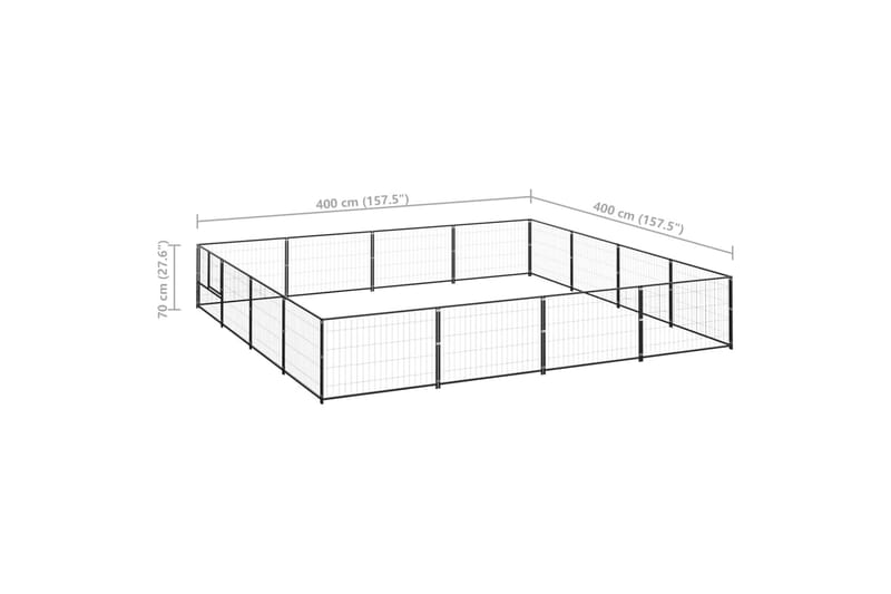 hundeløbegård 16 m² stål sort - Sort - Sport & fritid - Til dyrene - Til hund - Hundemøbler