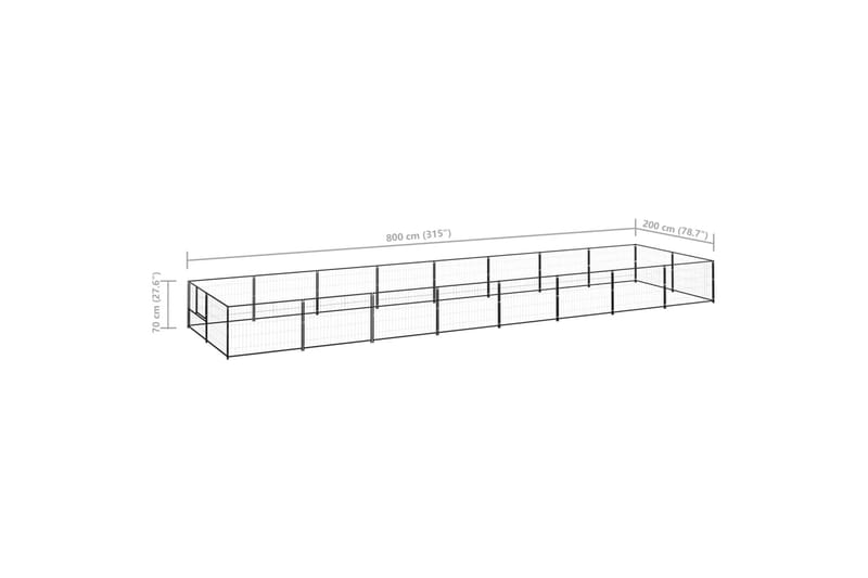 hundeløbegård 16 m² stål sort - Sort - Sport & fritid - Til dyrene - Til hund - Hundemøbler