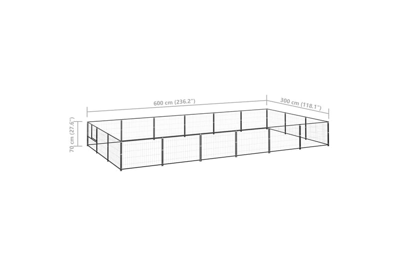 hundeløbegård 18 m² stål sort - Sort - Sport & fritid - Til dyrene - Til hund - Hundemøbler