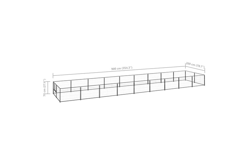 hundeløbegård 18 m² stål sort - Sort - Sport & fritid - Til dyrene - Til hund - Hundemøbler