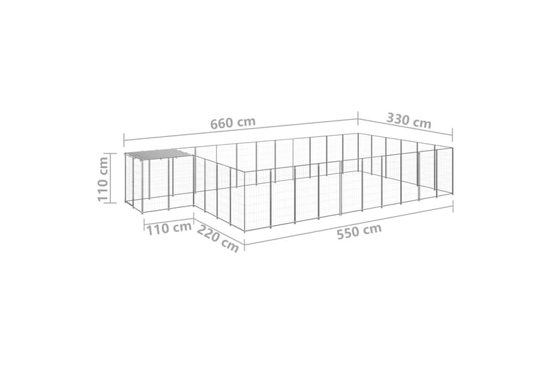hundeløbegård 19,36 m² stål sølvfarvet - Sølv - Sport & fritid - Til dyrene - Til hund - Hundemøbler