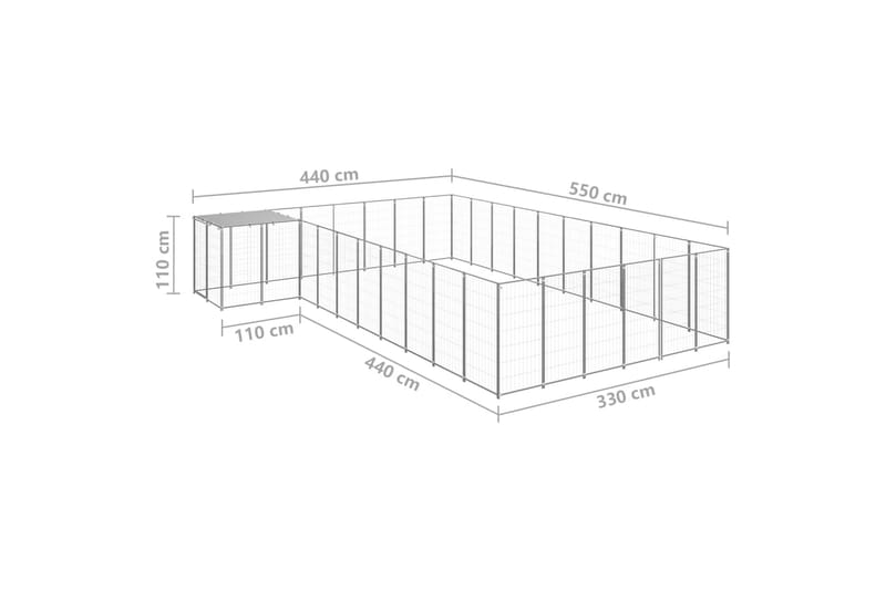 hundeløbegård 19,36 m² stål sølvfarvet - Sølv - Sport & fritid - Til dyrene - Til hund - Hundemøbler
