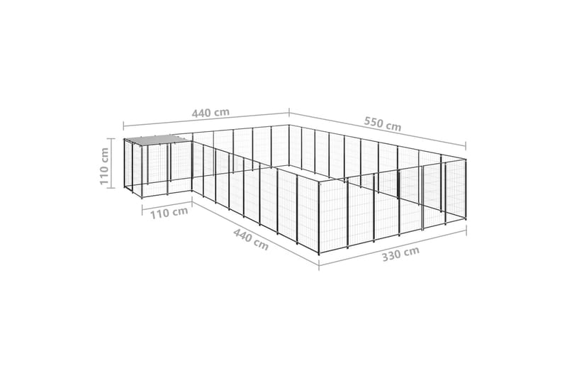 hundeløbegård 19,36 m² stål sort - Sort - Sport & fritid - Til dyrene - Til hund - Hundemøbler