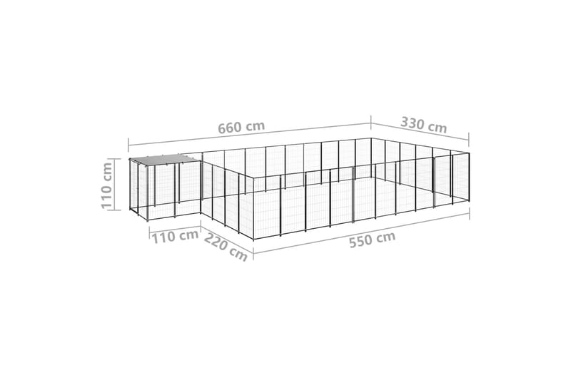 hundeløbegård 19,36 m² stål sort - Sort - Sport & fritid - Til dyrene - Til hund - Hundemøbler