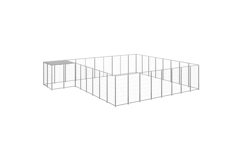 hundeløbegård 20,57 m² stål sølvfarvet - Sølv - Sport & fritid - Til dyrene - Til hund - Hundemøbler