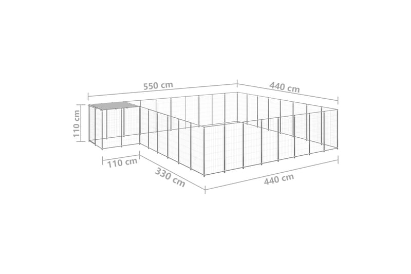 hundeløbegård 20,57 m² stål sølvfarvet - Sølv - Sport & fritid - Til dyrene - Til hund - Hundemøbler