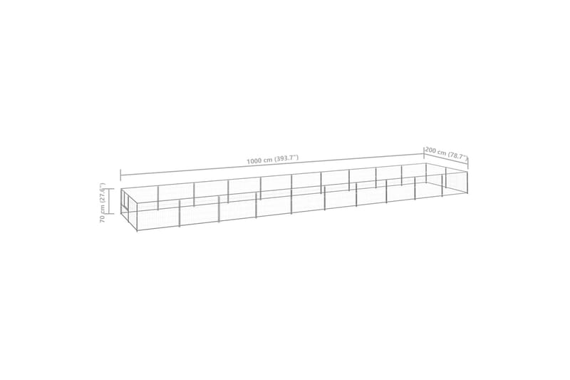 hundeløbegård 20 m² stål sølvfarvet - Sølv - Hundemøbler - Hundelåge & hundehegn - Hundehus & hundegård