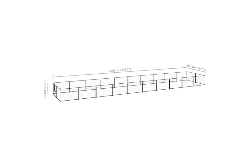 hundeløbegård 20 m² stål sort - Sort - Hundemøbler - Hundelåge & hundehegn - Hundehus & hundegård