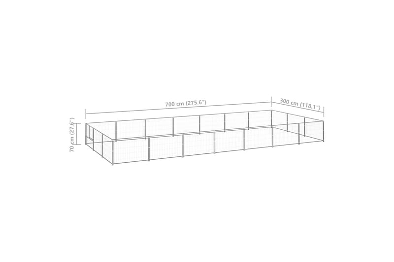 hundeløbegård 21 m² stål sølvfarvet - Sølv - Hundemøbler - Hundelåge & hundehegn - Hundehus & hundegård