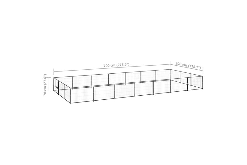 hundeløbegård 21 m² stål sort - Sort - Sport & fritid - Til dyrene - Til hund - Hundemøbler