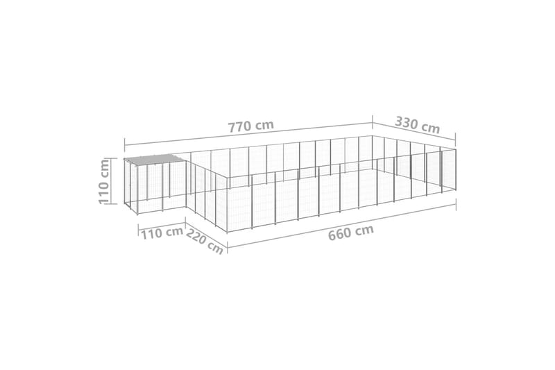 hundeløbegård 22,99 m² stål sølvfarvet - Sølv - Sport & fritid - Til dyrene - Til hund - Hundemøbler