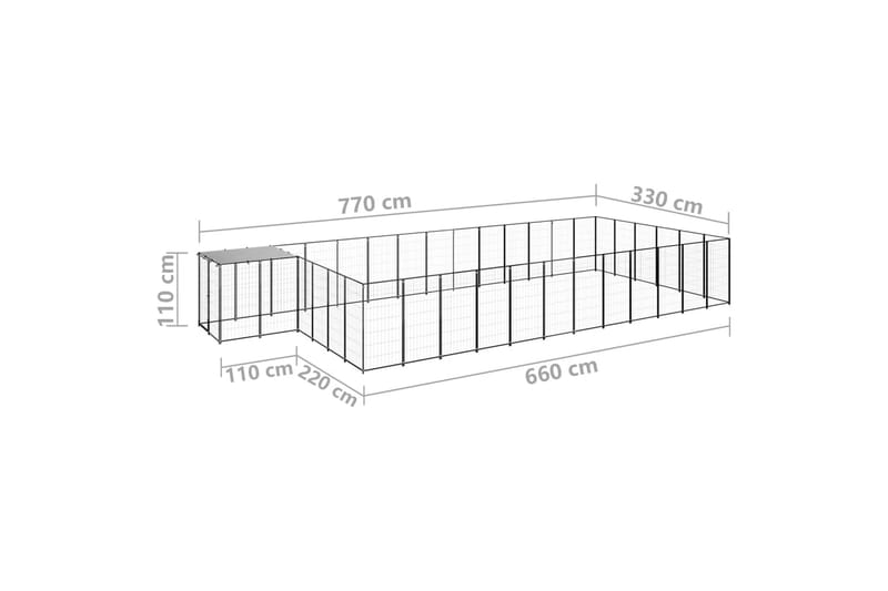 hundeløbegård 22,99 m² stål sort - Sort - Sport & fritid - Til dyrene - Til hund - Hundemøbler