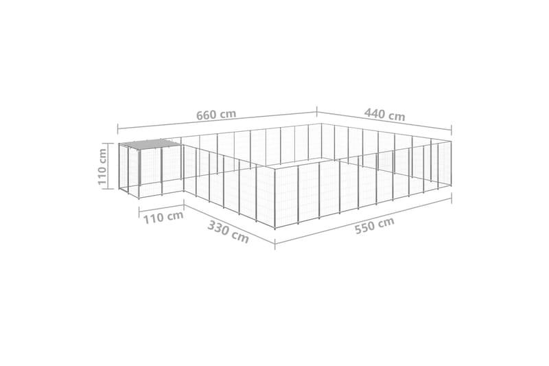hundeløbegård 25,41 m² stål sølvfarvet - Sølv - Sport & fritid - Til dyrene - Til hund - Hundemøbler