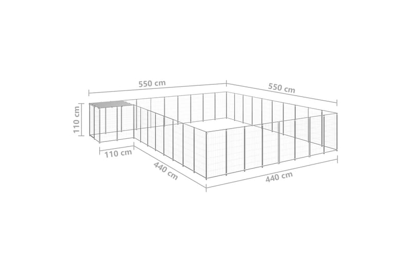 hundeløbegård 25,41 m² stål sølvfarvet - Sølv - Hundemøbler - Hundelåge & hundehegn - Hundehus & hundegård