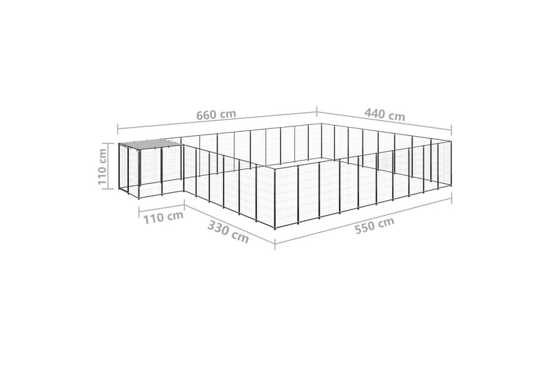hundeløbegård 25,41 m² stål sort - Sort - Sport & fritid - Til dyrene - Til hund - Hundemøbler