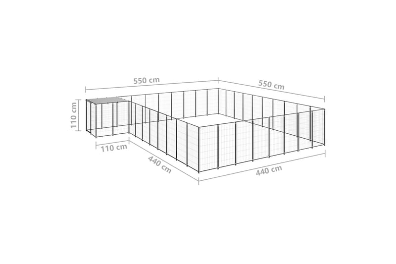 hundeløbegård 25,41 m² stål sort - Sort - Hundemøbler - Hundelåge & hundehegn - Hundehus & hundegård