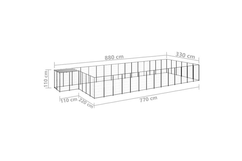 hundeløbegård 26,62 m² stål sort - Sort - Hundemøbler - Hundelåge & hundehegn - Hundehus & hundegård