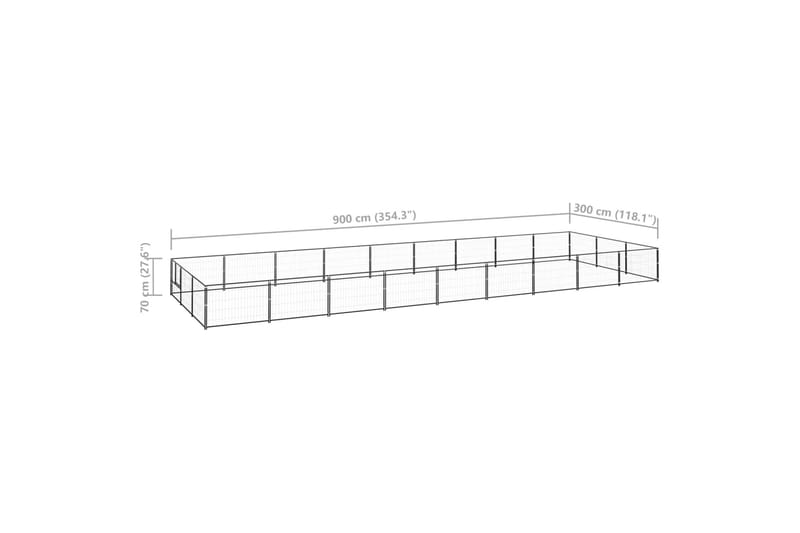 hundeløbegård 27 m² stål sort - Sort - Sport & fritid - Til dyrene - Til hund - Hundemøbler