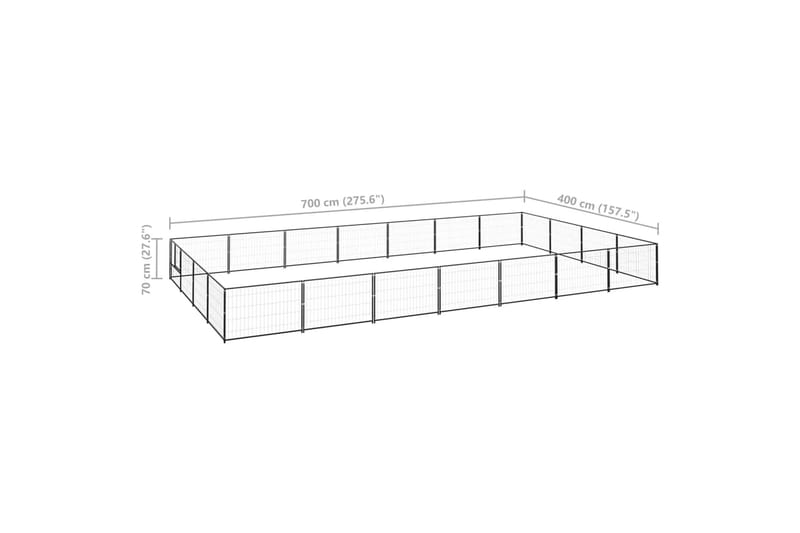 hundeløbegård 28 m² stål sort - Sort - Sport & fritid - Til dyrene - Til hund - Hundemøbler