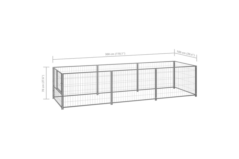 hundeløbegård 3 m² stål sølvfarvet - Sølv - Sport & fritid - Til dyrene - Til hund - Hundemøbler