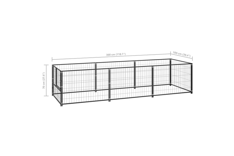 hundeløbegård 3 m² stål sort - Sort - Sport & fritid - Til dyrene - Til hund - Hundemøbler
