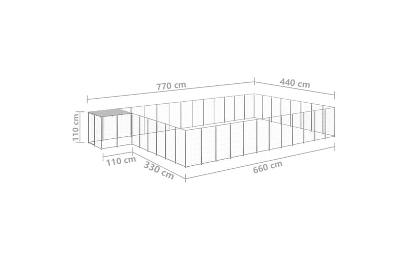 hundeløbegård 30,25 m² stål sølvfarvet - Sølv - Sport & fritid - Til dyrene - Til hund - Hundemøbler