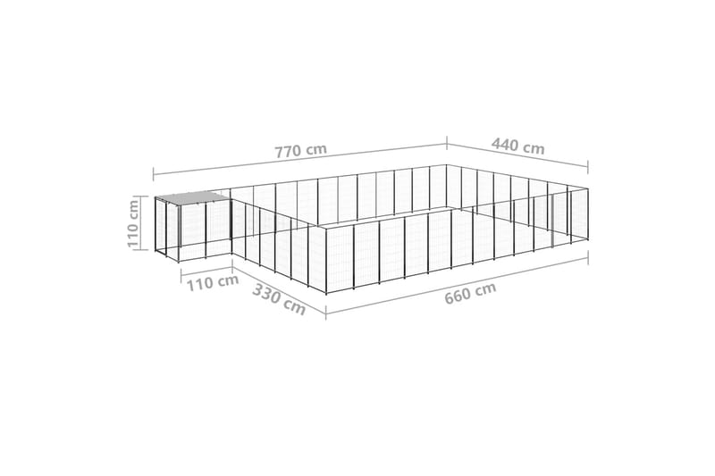 hundeløbegård 30,25 m² stål sort - Sort - Sport & fritid - Til dyrene - Til hund - Hundemøbler