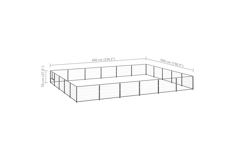 hundeløbegård 30 m² stål sort - Sort - Hundemøbler - Hundelåge & hundehegn - Hundehus & hundegård