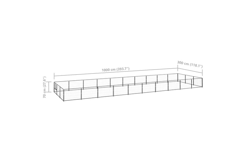 hundeløbegård 30 m² stål sort - Sort - Hundemøbler - Hundelåge & hundehegn - Hundehus & hundegård