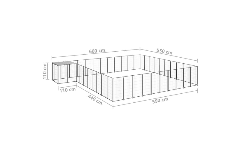 hundeløbegård 31,46 m² stål sort - Sort - Hundemøbler - Hundelåge & hundehegn - Hundehus & hundegård