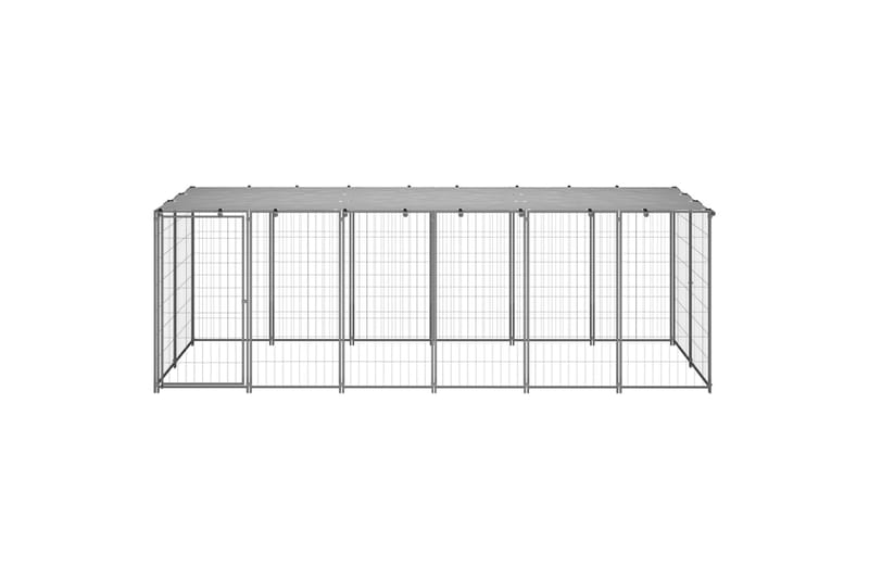 hundeløbegård 330x110x110 cm stål sølvfarvet - Sølv - Sport & fritid - Til dyrene - Til hund - Hundemøbler