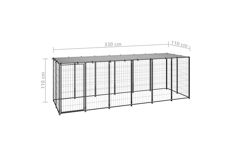 hundeløbegård 330x110x110 cm stål sort - Sort - Sport & fritid - Til dyrene - Til hund - Hundemøbler