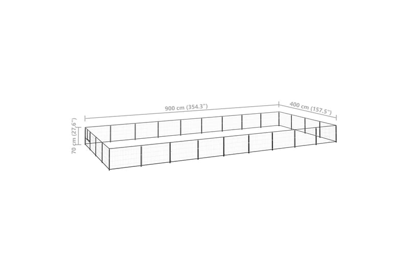 hundeløbegård 36 m² stål sort - Sort - Sport & fritid - Til dyrene - Til hund - Hundemøbler