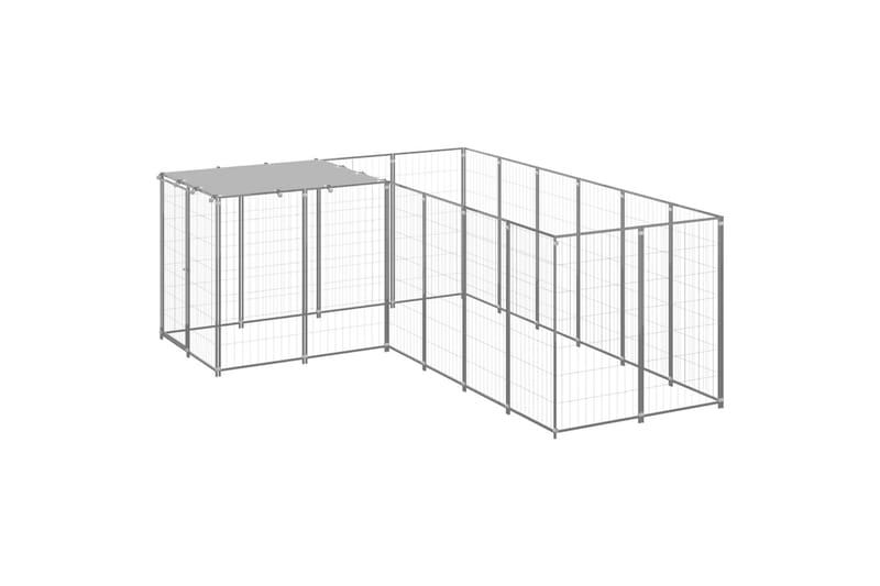 hundeløbegård 4,84 m² stål sølvfarvet - Sølv - Sport & fritid - Til dyrene - Til hund - Hundemøbler