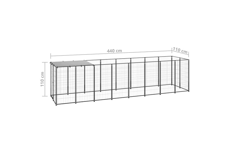 hundeløbegård 4,84 m² stål sort - Sort - Sport & fritid - Til dyrene - Til hund - Hundemøbler